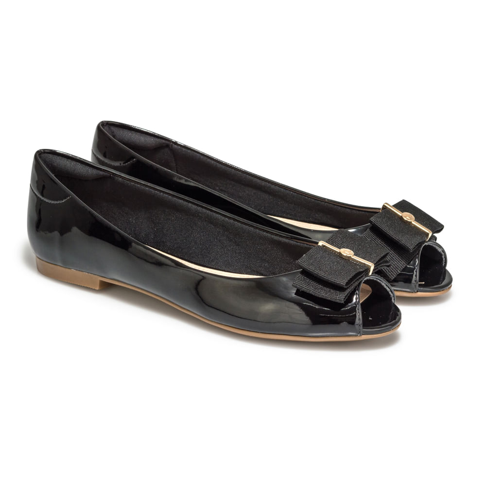 Peep Toe Verniz Preto - Renner