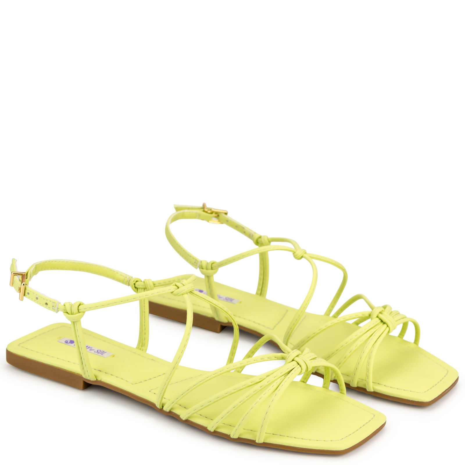 Rasteira GKay Napa Naturale Pale Green Multitiras Finas - sapatinhodeluxo