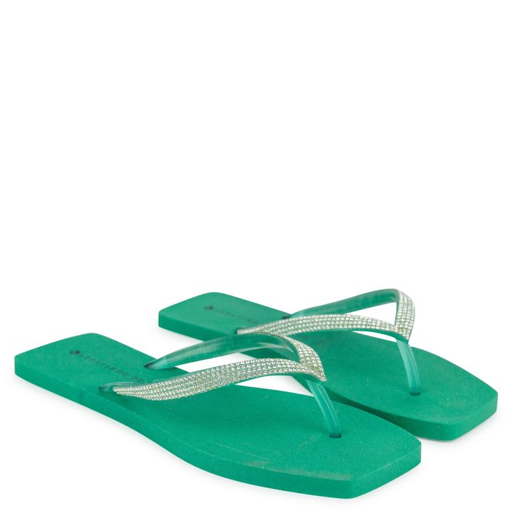 Rasteira-Translucida-Verde-Amazon-Tiras-Strass