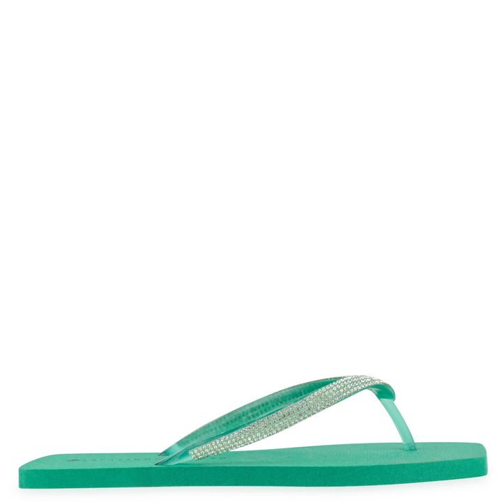 Rasteira-Translucida-Verde-Amazon-Tiras-Strass