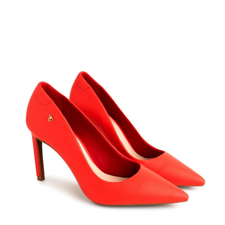 Louboutin Bico Fino Sapatos Salto Alto Vermelhos Scarpin Salto