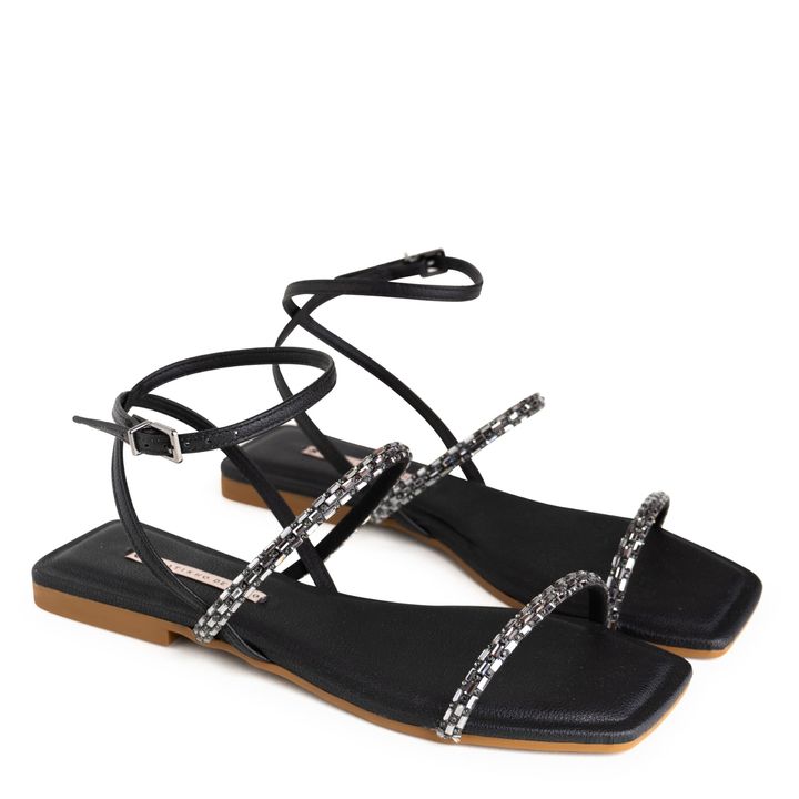 Rasteira-Sandalia-Preto-Enfeite-Brilho-e-Fivela-Pewter