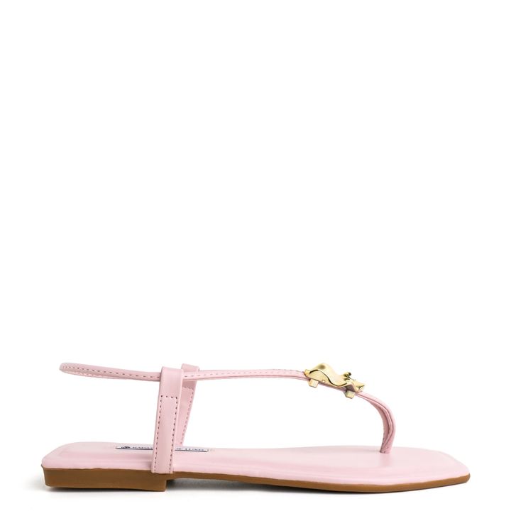 1380.259_12-Rasteira-Sandalia-Rosa-Charm-Pink-com-Enfeite-Martelado-Ouro