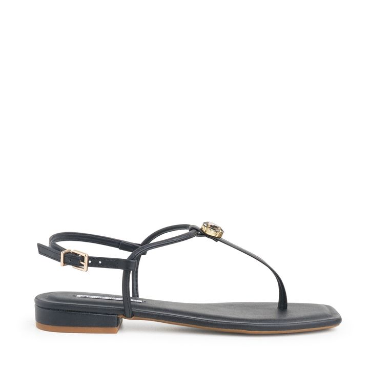 ROYAL_1-Rasteira-Sandalia-Preto-com-Enfeite-Pedra-Brilho-e-Fivela-2